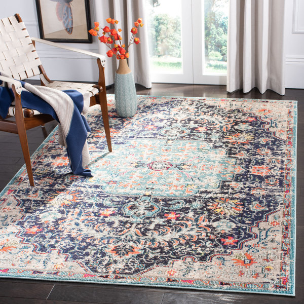 Bungalow Rose Gutierez Oriental Teal/Blue Area Rug & Reviews Wayfair